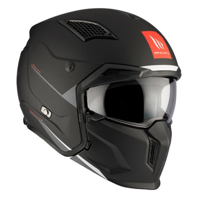 CASQUE TRIAL MT STREETFIGHTER SV UNI NOIR MAT  SIMPLE ECRAN DARK TRANSFORMABLE AVEC MENTONNIERE AMOVIBLE