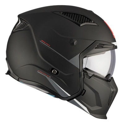 CASQUE TRIAL MT STREETFIGHTER SV UNI NOIR MAT  SIMPLE ECRAN DARK TRANSFORMABLE AVEC MENTONNIERE AMOVIBLE