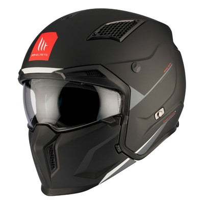 CASQUE TRIAL MT STREETFIGHTER SV UNI NOIR MAT  SIMPLE ECRAN DARK TRANSFORMABLE AVEC MENTONNIERE AMOVIBLE