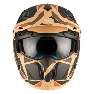 CASQUE TRIAL MT STREETFIGHTER SV P1R NOIR/SABLE MAT  SIMPLE ECRAN TRANSPARENT TRANSFORMABLE AVEC MENTONNIERE AMOVIBLE