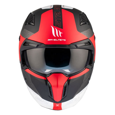 CASQUE TRIAL MT STREETFIGHTER SV TOTEM B15 GRIS/ROUGE MAT  SIMPLE ECRAN DARK TRANSFORMABLE AVEC MENTONNIERE AMOVIBLE