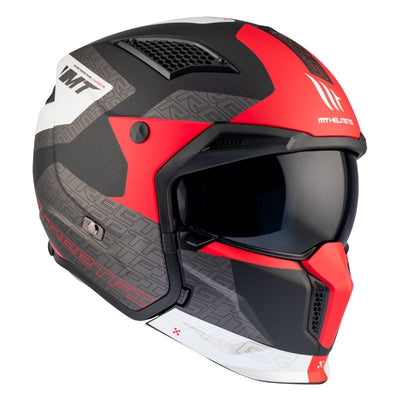 CASQUE TRIAL MT STREETFIGHTER SV TOTEM B15 GRIS/ROUGE MAT  SIMPLE ECRAN DARK TRANSFORMABLE AVEC MENTONNIERE AMOVIBLE