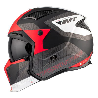 CASQUE TRIAL MT STREETFIGHTER SV TOTEM B15 GRIS/ROUGE MAT  SIMPLE ECRAN DARK TRANSFORMABLE AVEC MENTONNIERE AMOVIBLE