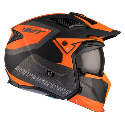 CASQUE TRIAL MT STREETFIGHTER SV TOTEM B4 GRIS/ORANGE MAT SIMPLE ECRAN DARK TRANSFORMABLE AVEC MENTONNIERE AMOVIBLE