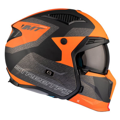 CASQUE TRIAL MT STREETFIGHTER SV TOTEM B4 GRIS/ORANGE MAT SIMPLE ECRAN DARK TRANSFORMABLE AVEC MENTONNIERE AMOVIBLE