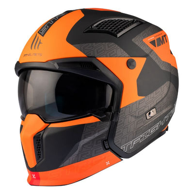 CASQUE TRIAL MT STREETFIGHTER SV TOTEM B4 GRIS/ORANGE MAT SIMPLE ECRAN DARK TRANSFORMABLE AVEC MENTONNIERE AMOVIBLE