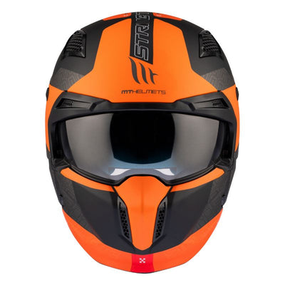 CASQUE TRIAL MT STREETFIGHTER SV TOTEM B4 GRIS/ORANGE MAT SIMPLE ECRAN DARK TRANSFORMABLE AVEC MENTONNIERE AMOVIBLE