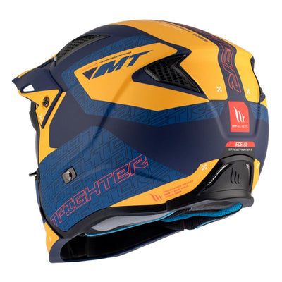 CASQUE TRIAL MT STREETFIGHTER SV TOTEM C3 BLEU/JAUNE MAT SIMPLE ECRAN TRANSPARENT TRANSFORMABLE AVEC MENTONNIERE AMOVIBLE