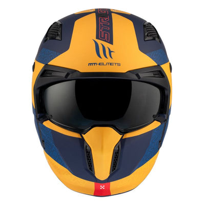 CASQUE TRIAL MT STREETFIGHTER SV TOTEM C3 BLEU/JAUNE MAT SIMPLE ECRAN TRANSPARENT TRANSFORMABLE AVEC MENTONNIERE AMOVIBLE