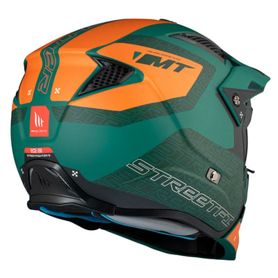 CASQUE TRIAL MT STREETFIGHTER SV TOTEM C6 VERT/ORANGE MAT  SIMPLE ECRAN DARK TRANSFORMABLE AVEC MENTONNIERE AMOVIBLE