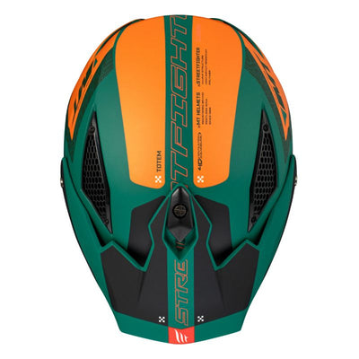 CASQUE TRIAL MT STREETFIGHTER SV TOTEM C6 VERT/ORANGE MAT  SIMPLE ECRAN DARK TRANSFORMABLE AVEC MENTONNIERE AMOVIBLE