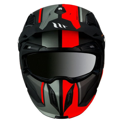 CASQUE TRIAL MT STREETFIGHTER SV TWIN C5 NOIR MAT/ROUGE  SIMPLE ECRAN TRANSPARENT TRANSFORMABLE AVEC MENTONNIERE AMOVIBLE