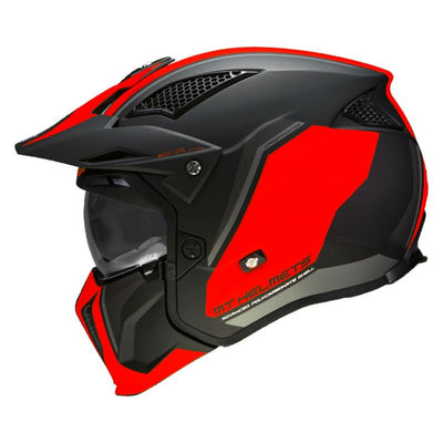 CASQUE TRIAL MT STREETFIGHTER SV TWIN C5 NOIR MAT/ROUGE  SIMPLE ECRAN TRANSPARENT TRANSFORMABLE AVEC MENTONNIERE AMOVIBLE